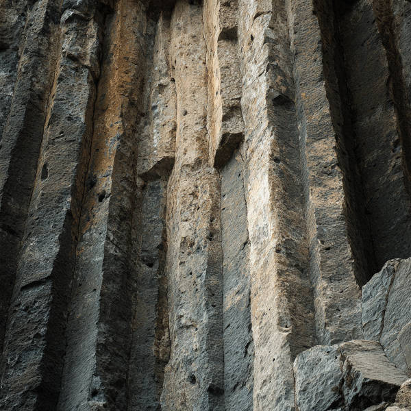 close-up of basalt columns at Alcantara Gorge