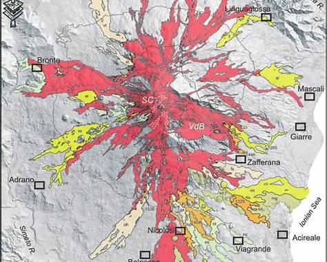 holocene lava flows map etna north flank
