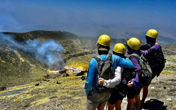hikers on a Mount half day tour departing from Taormina