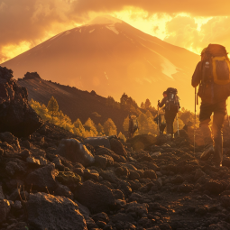 Gruppo di escursionisti sulle pendici di Etna nord