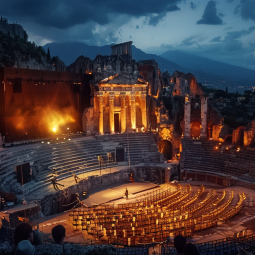 a view of taormina film festival at the greek theatre